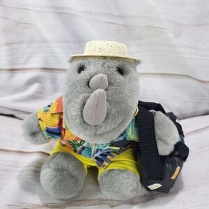 Rhinocort Promotional Plush Rhinoceros Tourist Hawaiian Shirt 6 Inch Has Wear